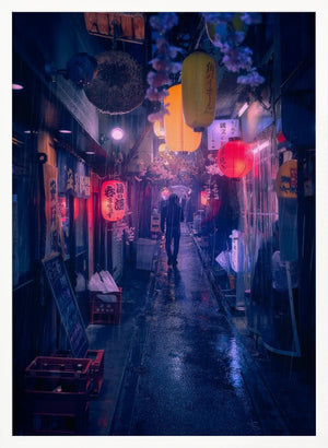Tablou înramat „Tokyo Blue Rain” de Javier de la Torre