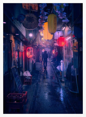 Tablou înramat „Tokyo Blue Rain” de Javier de la Torre