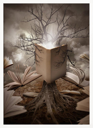 Tablou înramat „Old Tree Reading Story Book” de Angela Waye