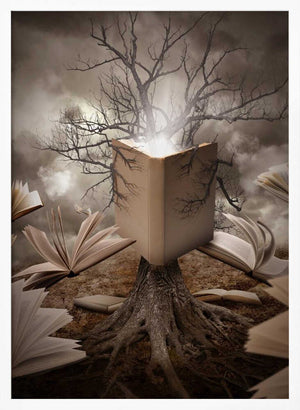 Tablou înramat „Old Tree Reading Story Book” de Angela Waye