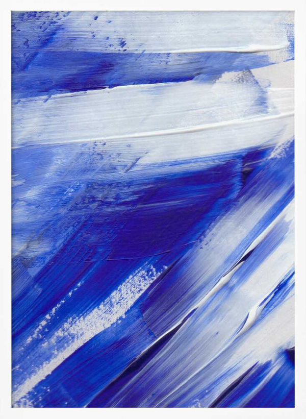 Tablou înramat „White and Blue Brushstrokes” de uplusmestudio