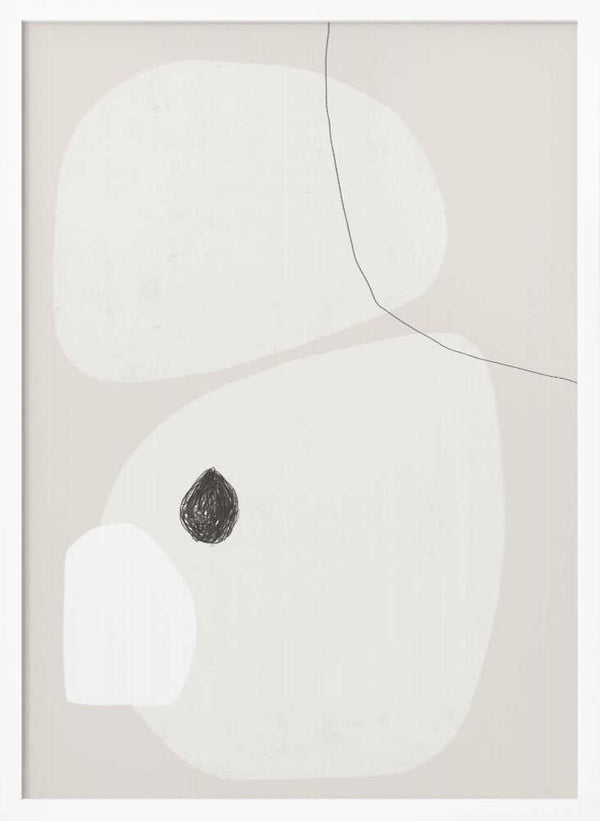 Tablou înramat „Minimalist Beige and White Geometric Shapes” de uplusmestudio