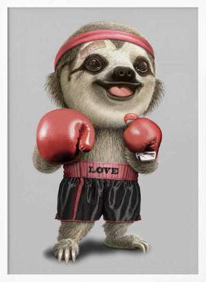 Tablou înramat „the boxing sloth” de Adam Lawless