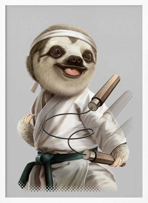 Tablou înramat „karate sloth” de Adam Lawless