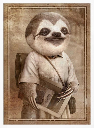 Tablou înramat „STUDENT SLOTH” de Adam Lawless