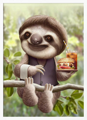 Tablou înramat „SLOTH ONTREE DELIVERY” de Adam Lawless