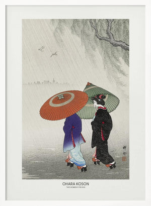 Tablou înramat „Two Women In The Rain” de Ohara Koson