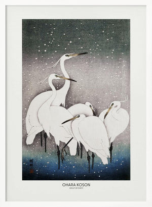Tablou înramat „Group Of Egrets” de Ohara Koson