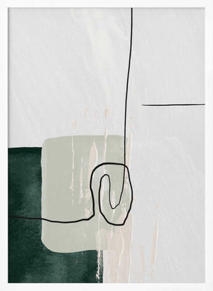 Tablou înramat „Abstract Shapes in Green-1” de Sally Ann Moss