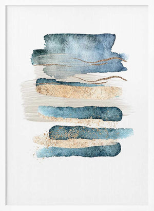 Tablou înramat „Atlantic Blue Abstract-1” de Sally Ann Moss