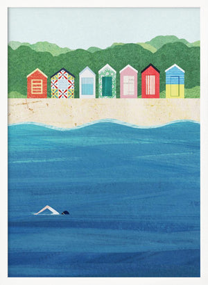 Tablou înramat „Beach Huts” de longwayhome