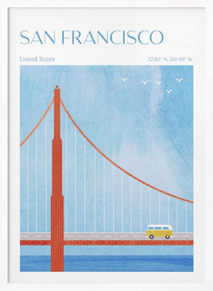Tablou înramat „San Francisco, Golden Gate Bridge” de longwayhome
