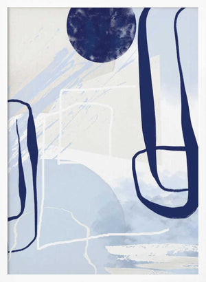 Tablou înramat „Lines of Blue-3” de Sally Ann Moss