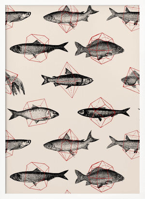 Tablou înramat „Fishes In Geometrics Nº4” de Florent Bodart