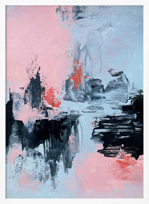 Tablou înramat „Pink and Grey Abstract 2” de Alyson Storms