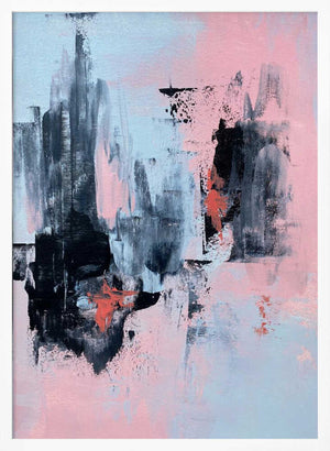 Tablou înramat „Pink and Grey Abstract 3” de Alyson Storms