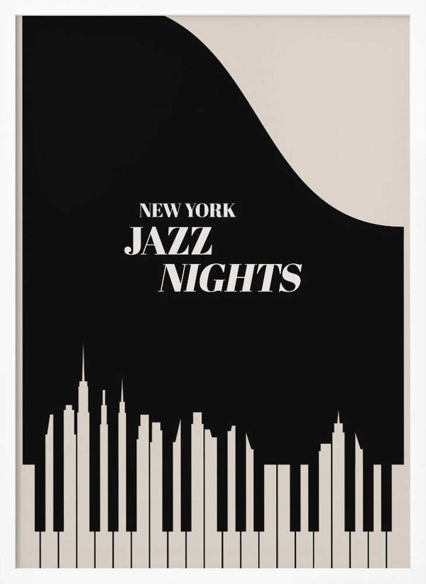 Tablou înramat „Jazz Nights Nyc   Black” de Kubistika