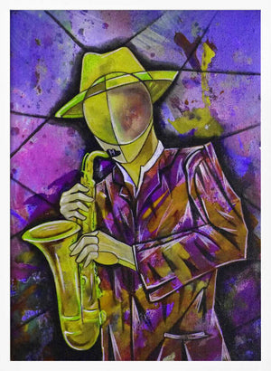 Tablou înramat „Jazz Sax Player” de Ricardo Maya