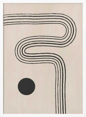 Tablou înramat „Black Curved Lines and a Circle” de Elena Ristova