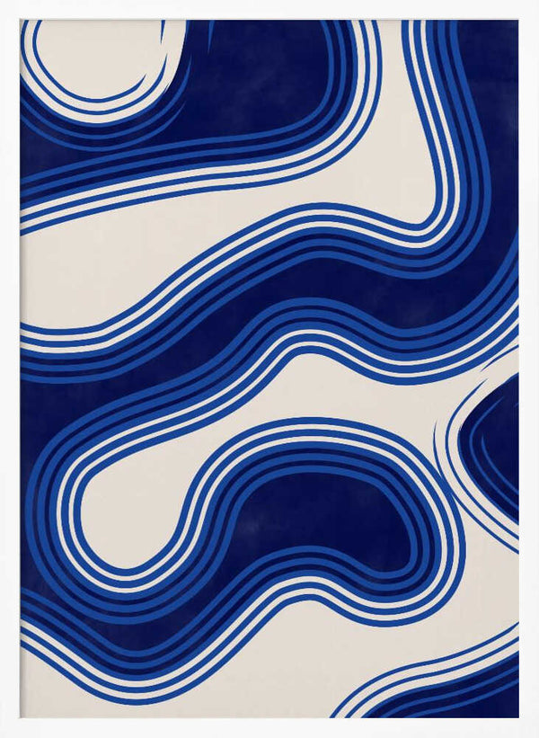 Tablou înramat „Blue Wave Patterns” de Elena Ristova