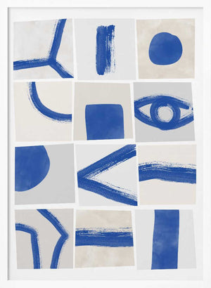 Tablou înramat „Minimalist Blue Brushstrokes” de Elena Ristova