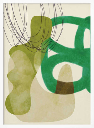 Tablou înramat „Painted Lines Green Tan Kopie” de Ana Rut Bre