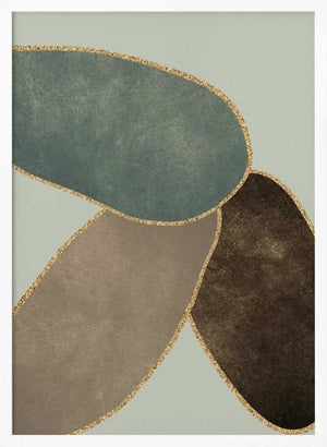 Tablou înramat „Abstract Circles With Gold 3” de Bilge Paksoylu