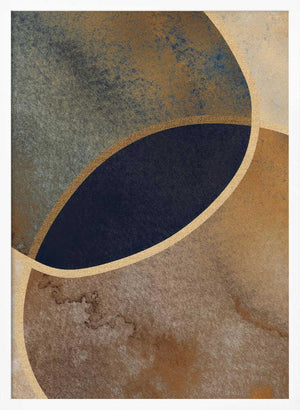 Tablou înramat „Abstract Circles With Gold 1” de Bilge Paksoylu