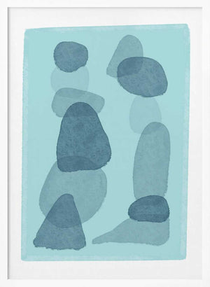 Tablou înramat „watercolour spots blue abstract minimal modern art” de Sharyn Bursic