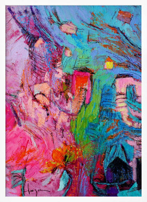 Tablou înramat „My Pink Cottage in the Garden” de Dorothy Fagan