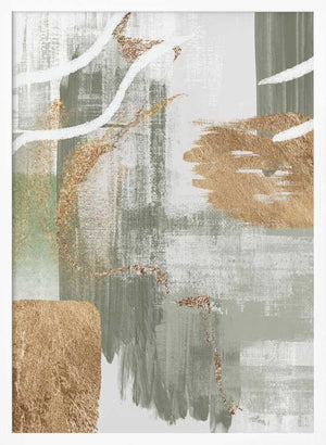 Tablou înramat „White Lines On Green 1” de Sally Ann Moss