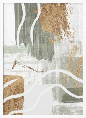 Tablou înramat „White Lines On Green 3” de Sally Ann Moss