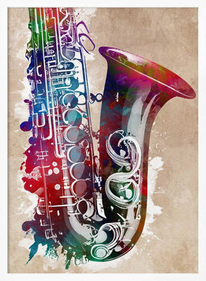 Tablou înramat „Saxophone music art” de Justyna Jaszke