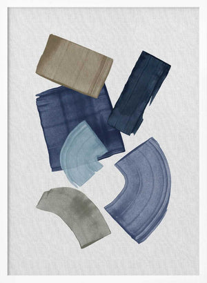 Tablou înramat „Blue & Brown Paint Blocks” de Orara Studio