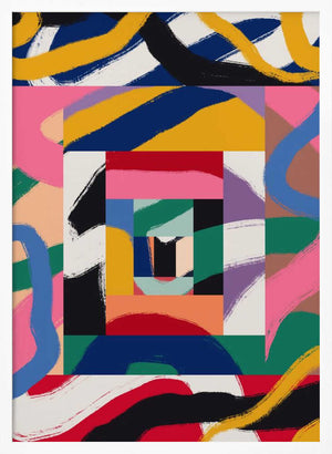 Tablou înramat „Geometric Shapes and Bold Brushstrokes” de Little Dean