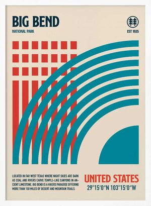 Tablou înramat „Big Bend National Park Travel Poster” de Retrodrome