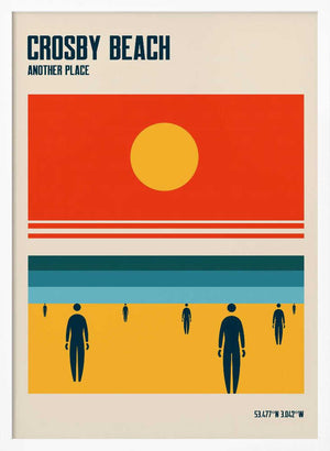Tablou înramat „Crosby Beach Iron Men Liverpool Merseyside” de Retrodrome
