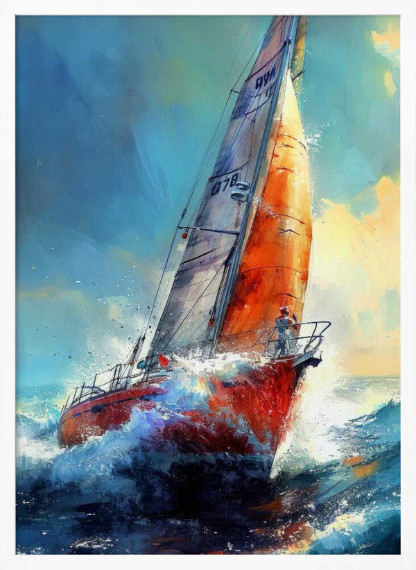 Tablou înramat „Yacht racing sport art 30” de Justyna Jaszke