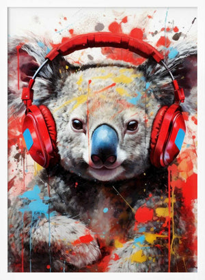 Tablou înramat „Koala With Headphones animal” de Justyna Jaszke