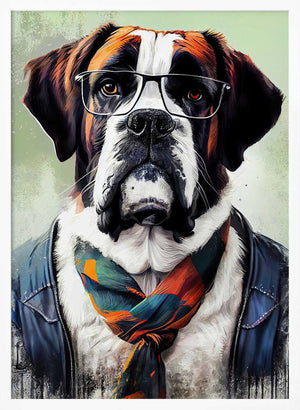 Tablou înramat „Hipster dog animal art” de Justyna Jaszke