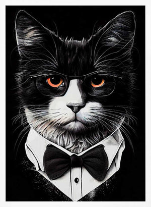 Tablou înramat „Hipster cat animal art” de Justyna Jaszke