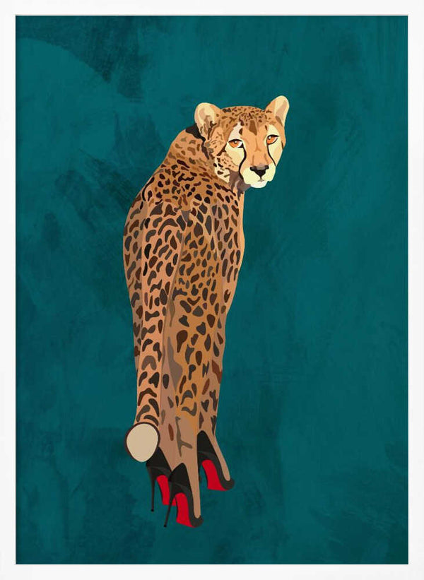 Tablou înramat „Turquoise cheetah in heels” de Sarah Manovski
