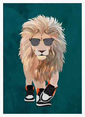 Tablou înramat „Lion prowling in high top sneakers” de Sarah Manovski