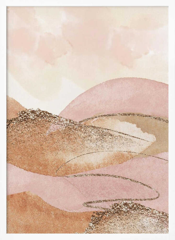 Tablou înramat „Landscape in pink-2” de Sally Ann Moss