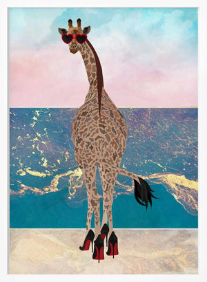 Tablou înramat „Giraffe on holiday” de Sarah Manovski