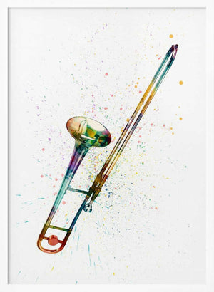 Tablou înramat „Trombone Abstract Watercolor” de Michael Tompsett