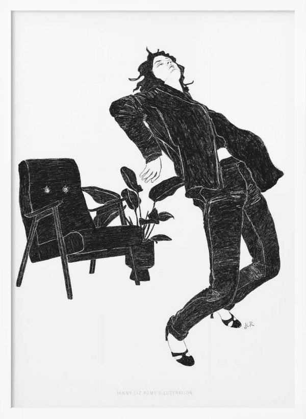 Tablou înramat „Jlr Dancingathome6 Blackandwhite Copy” de Jenny Liz Rome