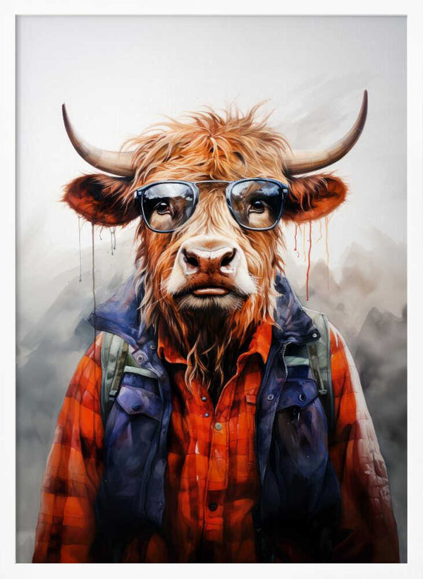 Tablou înramat „Buffalo Watercolor Animal Art (4)” de Justyna Jaszke