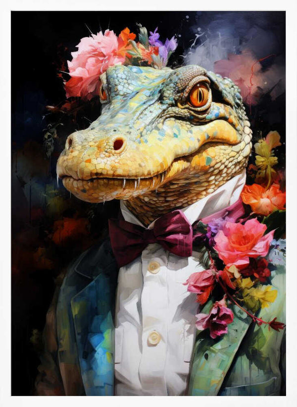 Tablou înramat „Crocodile Watercolor Animal Art” de Justyna Jaszke