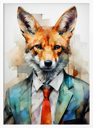Tablou înramat „Fox Watercolor Animal Art (2)” de Justyna Jaszke